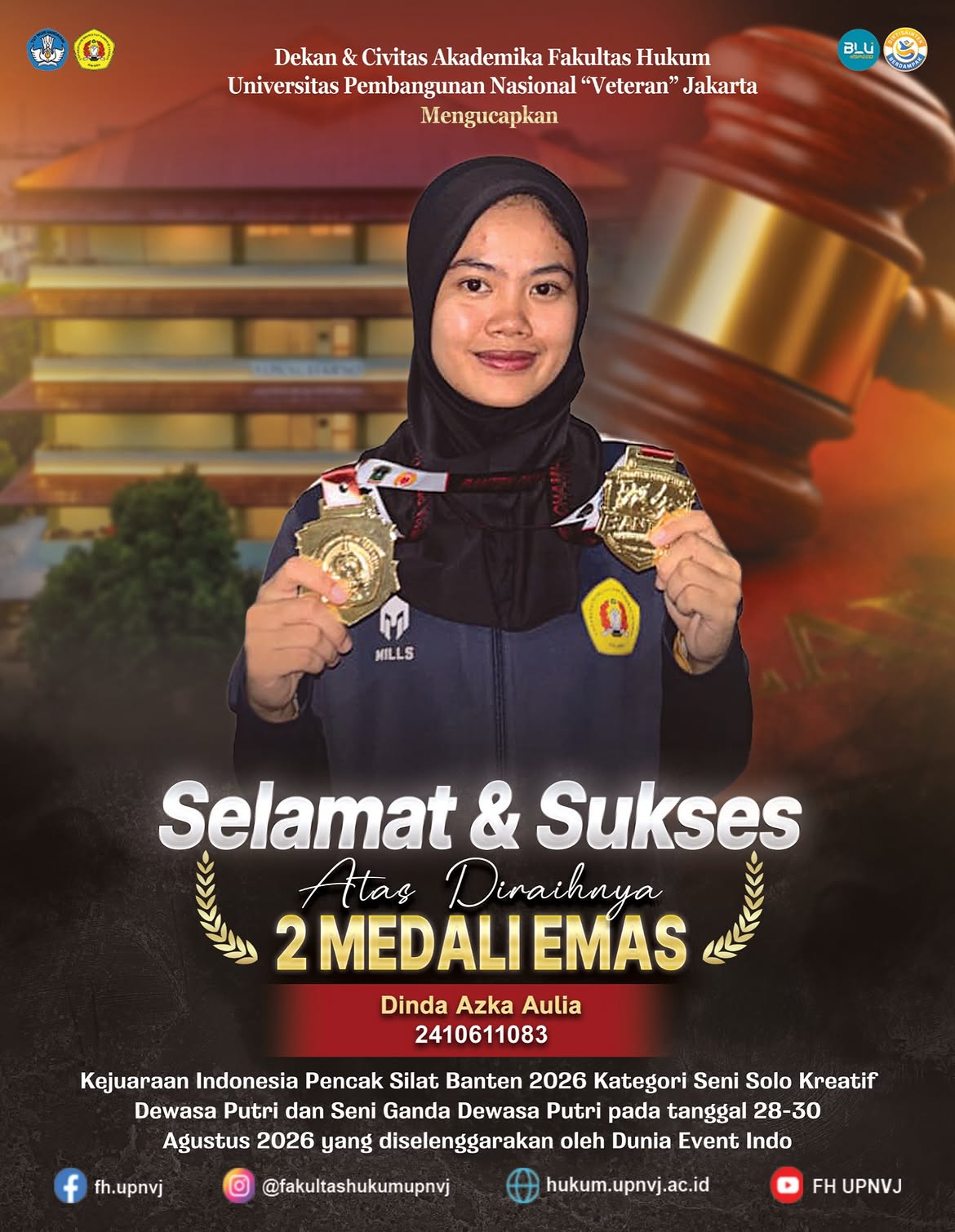 Prestasi peserta kompetisi peradilan semu nasional yang diselenggarakan FHUP