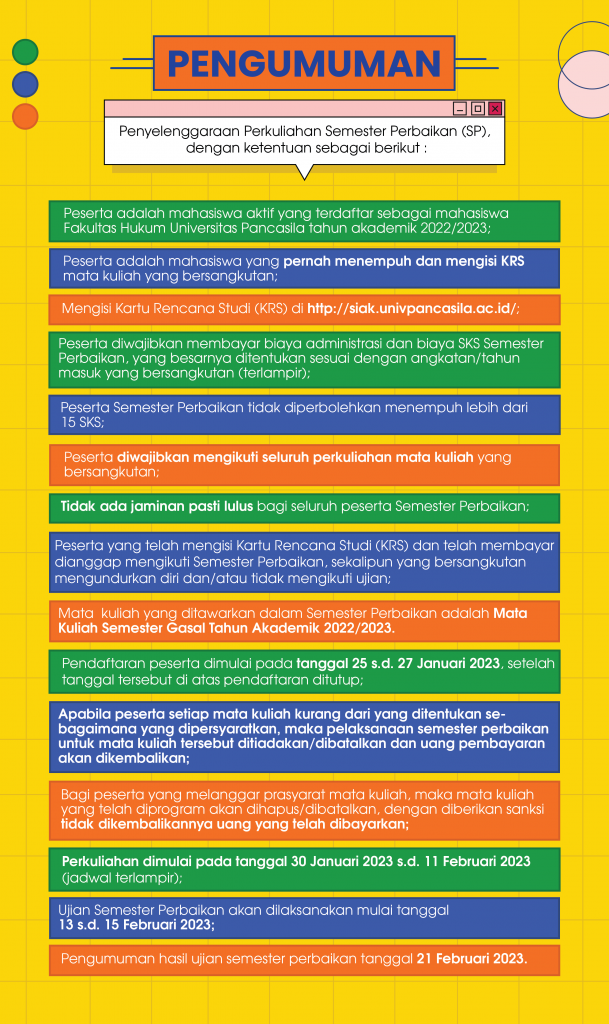 Informasi Akademik – FAKULTAS HUKUM UNIVERSITAS PANCASILA