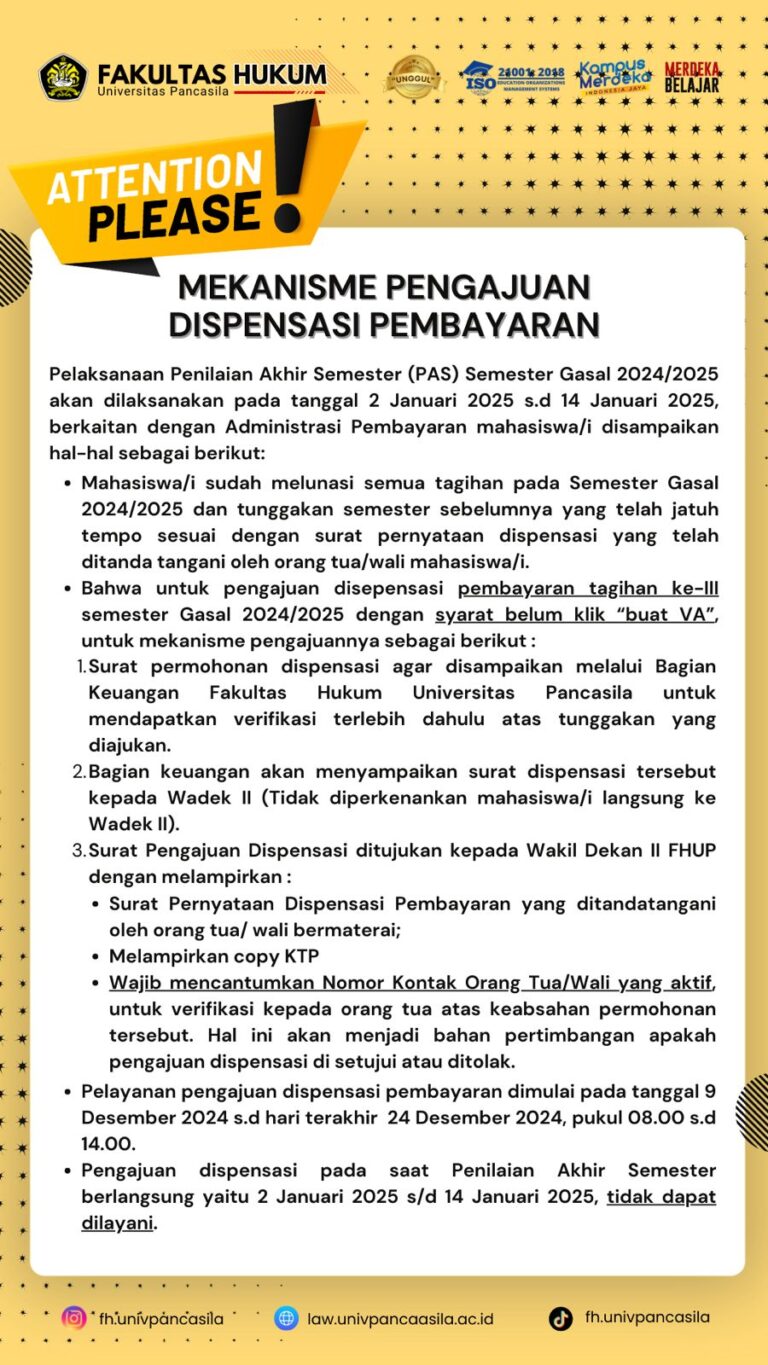 PENGUMUMAN DISPENSASI PEMBAYARAN