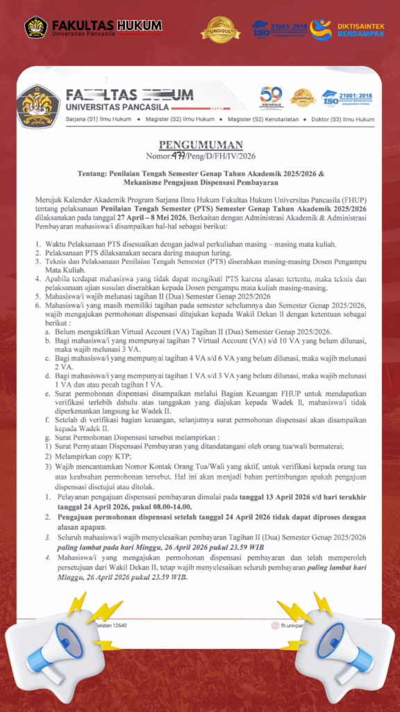 Pengumuman Pelaksanaan Penilaian Tengah Semester